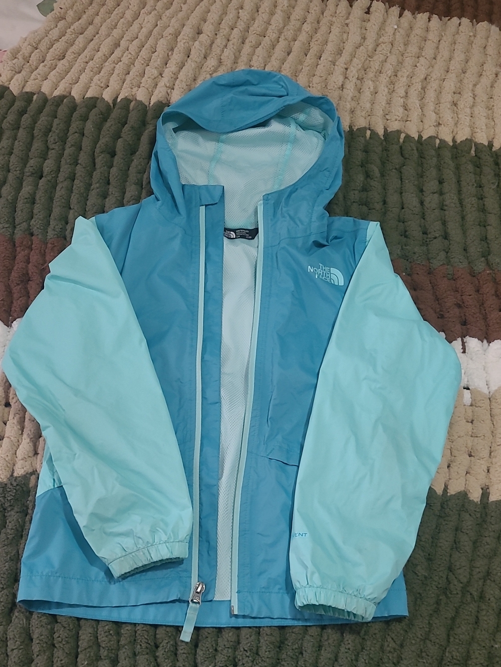 The North Face Girls' Two-Tone Teal & Aqua Hooded Raincoat